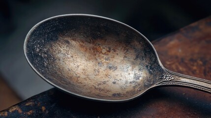 Poster - A simple spoon placed on top of a wooden table