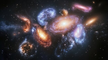 Wall Mural - coma cluster, a massive collection of galaxies bound together in a cosmic dance.