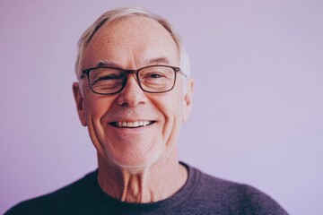 Poster - Portrait of a happy older man wearing glasses and smiling directly at the camera