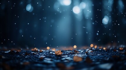 Aufkleber - CloseUp of Fallen Leaves and Raindrops Creating a Mysterious Forest Scene : Generative AI