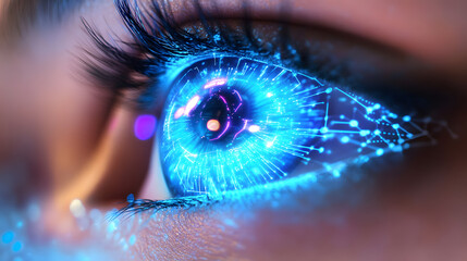 Poster - Futuristic digital eye concept showcasing advanced technology virtual realm graphic art close-up perspective high-tech vision
