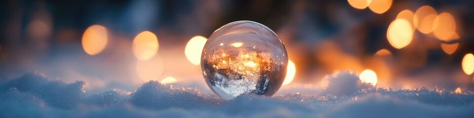 Poster - A glass spoon rests on snowy terrain