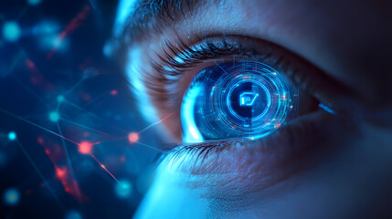 Poster - Futuristic digital eye technology a high-tech concept analysis in a virtual environment
