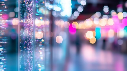 Poster - Bokeh light reflections creating a vibrant artistic ambiance in a modern space : Generative AI