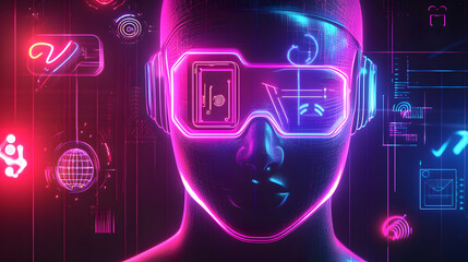 Poster - Innovative digital future concept virtual reality environment high-tech visualization futuristic aesthetics close-up perspective