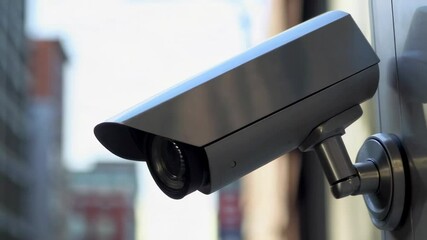 Poster - Security camera system capturing urban street views through multiple angles, displaying surveillance footage in slow motion with digital monitoring technology
