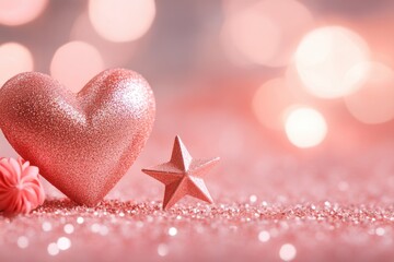 Aufkleber - A heart and star on a pink background