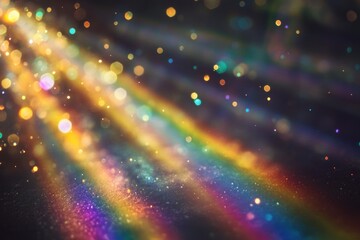 Poster - A vibrant rainbow shines brightly against a dark background, perfect for use in designs that require contrast and visual interest
