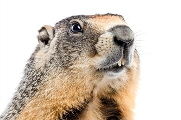 Poster - A close-up shot of a groundhog's mouth, open and ready to receive or shout