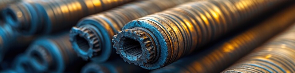 Poster - Close-up shot of multiple metal pipes arranged together