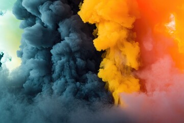 Aufkleber - A vibrant cloud of smoke fills the air, with swirling patterns and colors