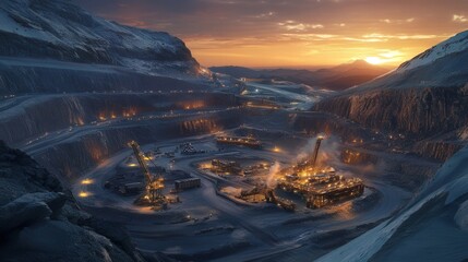 Poster - sustainable mining facility running entirely on clean energy.