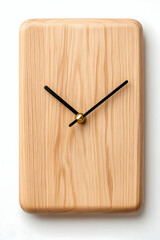 Wall Mural - Wood clock on a white background for time management product marketing