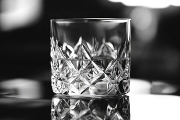 Poster - A close-up view of a glass sitting on a table, with no other objects in the scene