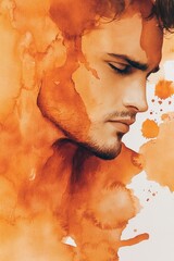 Poster - A close-up of a person's face with vibrant orange paint, perfect for festival or event scenes