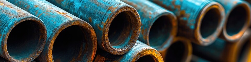 Poster - A close-up shot of a bunch of pipes