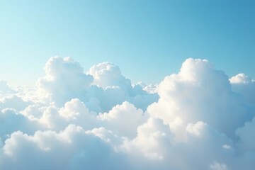 Wall Mural - soft and fluffy white clouds blanket the pale blue sky, soft, cloud