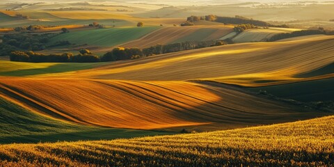 Poster - Panoramic view of rolling hills in the distance, ideal for use in landscape or travel themes
