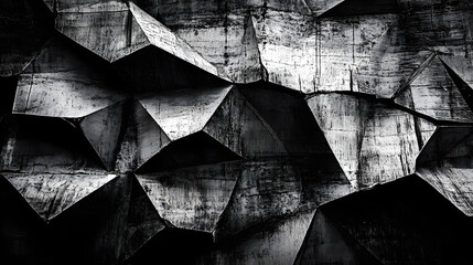 Poster - Monochrome artistic shot of abstract geometric forms urban setting digital art modern aesthetic close-up visual impact