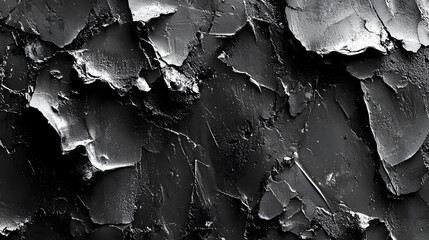 Poster - Monochrome artistic shot of cracked black surface studio textured image minimalist close-up abstract concept