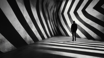 Poster - monochrome pattern that creates optical illusions.