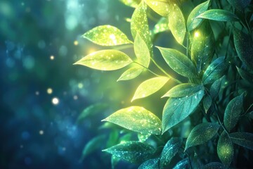 Poster - Close-up shot of a plant with water droplets glistening on its leaves