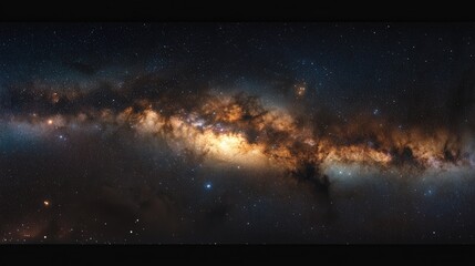 Wall Mural - featuring the bright core of the milky way galaxy, dense with stars, glowing nebulae, and dark dust 