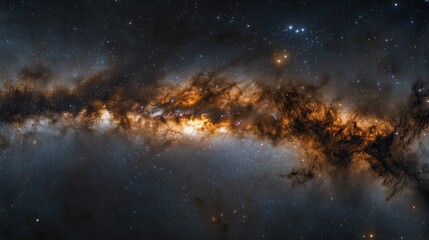 Wall Mural - featuring the bright core of the milky way galaxy, dense with stars, glowing nebulae, and dark dust 