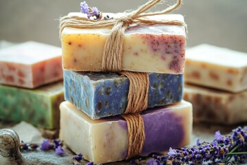 Poster - A collection of soap bars stacked on top of each other