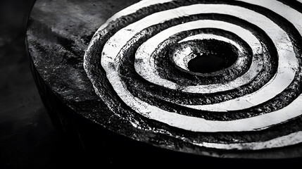 Wall Mural - Monochrome artistic shot of spiral patterns abstract setting black and white minimalist viewpoint visual concept