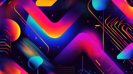 Aufkleber - abstract digital artwork featuring neon colors and geometric patterns.