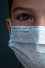 Poster - A young child wearing a face mask in a close-up shot