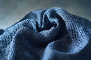 Poster - Close-up shot of a blue blanket on a bed, perfect for decorating or design inspiration