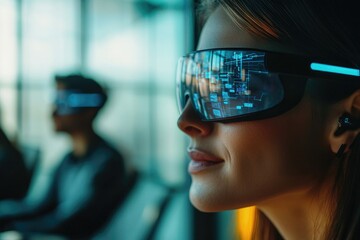 Aufkleber - A person with virtual reality headgear, perfect for gaming or educational purposes