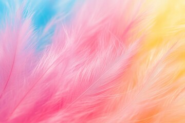 Poster - A colorful bird's feather with vibrant plumage and delicate details, suitable for use in illustrations or design projects