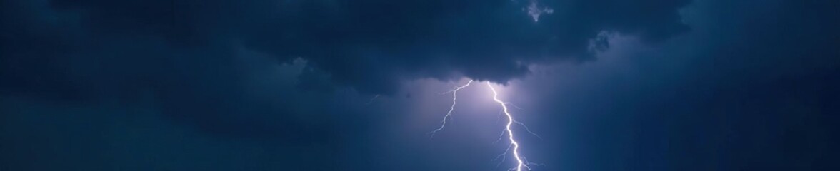 Canvas Print - dark grey clouds with lightning flashing across the sky, gloomy atmosphere, cloudy, stormy night