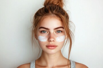 Poster - A woman with excessive makeup covering her facial features