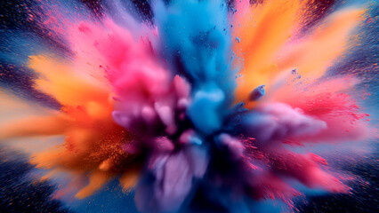 Aufkleber - Illustration of a colorful explosion where clouds of saturated colors expand to create a visual whirlwind. The composition conveys a sense of power and inspiration