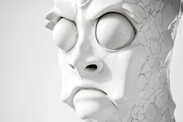 Poster - A close-up shot of a sculpture depicting a human face, suitable for use in art-related contexts or as a decorative element