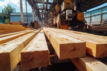 Poster - A pile of wood sits on top of a wooden floor, offering a versatile background for various uses