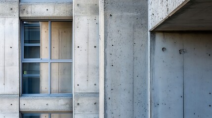Leinwandbilder - Modern Concrete Architecture Featuring Geometric Patterns and Symmetrical Window Designs : Generative AI
