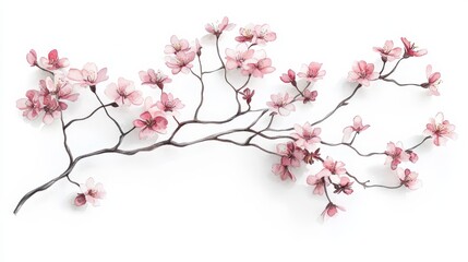 Wall Mural - Watercolor Cherry blossom blooming flower,Sakura tree or forest side view,Cherry tree spring flower background,elements for environment and garden,botanical in spring season.