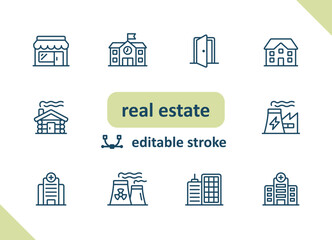 Wall Mural - Real estate icons. House, buildings, home vector icon set