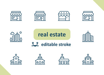 Wall Mural - Real estate icons. House, buildings, home vector icon set