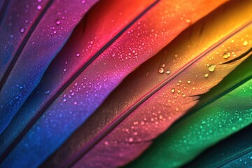 Wall Mural - a colorful feather with vibrant rainbow hues, suitable for use in illustrations or design projects