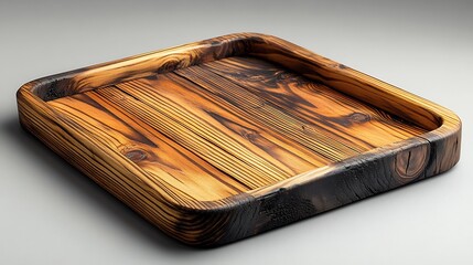 Wall Mural - Rustic square pinewood tray, natural grain, light tone, perfect for display items