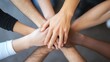© Generative AI - Diverse hands coming together symbolizing unity collaboration and teamwork in a shared effort : Generative AI