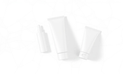 clean and minimalistic mockup featuring three white cosmetic tubes, ideal for showcasing skincare or beauty products. design emphasizes simplicity and elegance