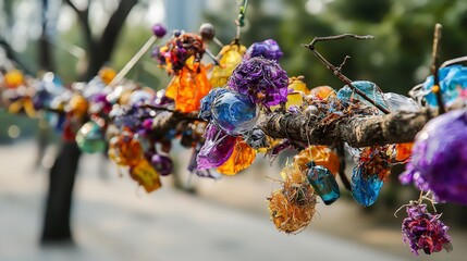 Leinwandbilder - Urban park outdoor exhibit creative art installation highlighting recycled materials and sustainability