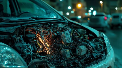 Poster - Automotive Electrician in Vehicle Maintenance, skilled in diagnosing wiring faults, repairing electrical systems, ensuring battery efficiency, enhancing vehicle performance and safety.